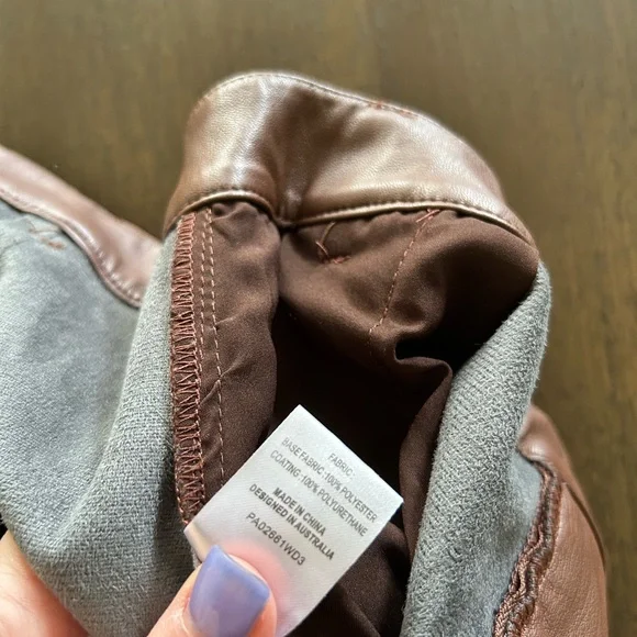 Meshki Tyra straight leg faux leather chocolate brown pants - Picture 6 of 14